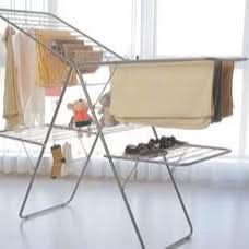 Galvanized Steel Laundry Rack with 2 Shelves, Silver 119x17.5x61 cm NH001 AL165 - Nimall