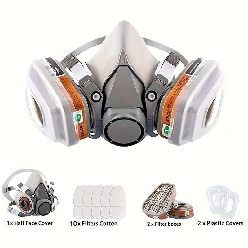 1 Set Upgraded Reusable Respirator Kit, Half Face Cover Gas Mask With 10 Filter Cotton, Activated Carbon Half Mask For Formaldehyde, Chemical Toxic Gas, For Staining, Car Spraying, Sanding & Cutting, DIY And Other Work Protection, 6200 - Nimall