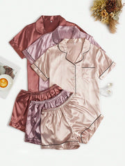 3 PCS Atlantic Roll Neck Pajama Set Womens Lingerie