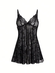 Sheer Floral   Lace Insert Womens Lingerie