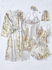 5pcs/set Mermaid Top Shorts Dress Robe Lingerie