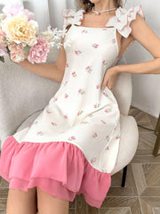 Sleep Dress  Wide Fluttering Tie Small Floral Womens Lingerie