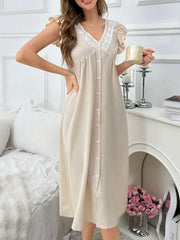 Long Sleeve V-Neck   Lace Patchwork Lingerie