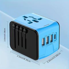 1pc Universal Travel Adapter, Worldwide International Power Adapter, High Speed 2.4A 4*USB, Type - C 3.0A Port With Worldwide AC Power Plug Wall Charger For Europe UK EU US CA AU Italy Asia And More Than 170 Countries - Nimall
