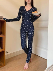 2 Piece Pajama Set Floral Print  All Over Lace  Lingerie