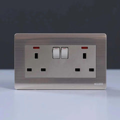13A 2 Gang Socket  Neon Gd