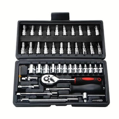 46pcs Car Repair Tool Kit: Ratchet Torque Wrench Spanner Screwdriver Socket Set Combo