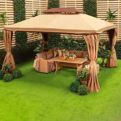 Roma Aluminum Gazebo  Curtains & Mosquito Nets - Beige - 3x4 m