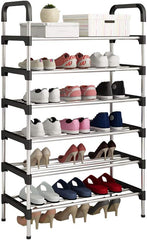 Shoe Racks,Free Standing Shoe Storage 6 Tier Shoe Rack Shelf Storage Organizer Stand Holder Keep Room Neat Door Space Saving (Black, 6-Tier)
