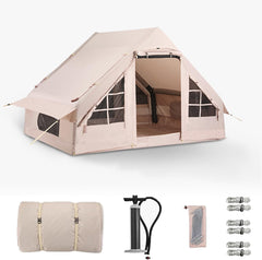 Inflatable Camping Tent for Family 3-8 Person, Waterproof Windproof Instant Setup (5 Min) - Heavy-Duty 300D Oxford Fabric with PU5000mm, TPU Air Columns for Desert/Beach Camping