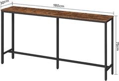 Skinny Console Table, Narrow Sofa Table, Long Behind Couch Table, Slim Entryway Table for Hallway, Living Room, Rustic Brown, Industrial Side Table, Easy to Assemble (180cm)