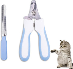 Cat Nail Clipper Set with Nail File - Professional Stainless Steel Pet Nail Clippers for Cats, Dogs, Kittens, Puppies - Safety Lock & Guard for Safe Trimming