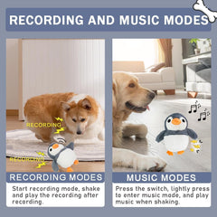 Interactive Dog Toys, Jumping Squeaky Dog Toys with Recording and Music Modes, Rechargeable Moving Dog Chew Toys for Small/Medium/Large Dogs to Keep Them Busy(Penguin)
