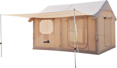 UAE STOCK Inflatable Tents for Camping, 4/6/8/10/12 Person Blow Up Tent with TPU Skylight, Mesh Windows,Stove Jack & Pump, Easy Setup 4 Season Glamping Tent, Waterproof & Windproof