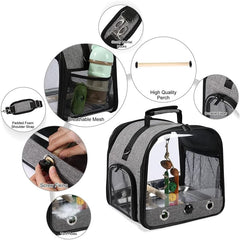 (6-pieces) Bird Carrier Bag Set,Foldable Bird Travel,Parrot Carrier with Stand, Parrot Transparent Breathable Travel Bag, Lightweight Birdcage with Food Tray and Water Bottle