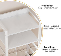 Chulovs Nightstand with 5 Storage Drawers, Tall Dresser for Bedroom, Side Table Nightstand for Closet, Fabric Bins, Metal Frame, and Wood Shelf