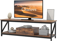 Modern TV Stand for 60 inch TV with Storage Shelves, with a Drawer Wide TV Entertainment Center, Wooden TV Table with Metal Frame Sutible for Living Room (Brown)