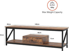 Modern TV Stand for 60 inch TV with Storage Shelves, with a Drawer Wide TV Entertainment Center, Wooden TV Table with Metal Frame Sutible for Living Room (Brown)