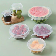 6pcs Silicone Elastic Lids Reusable Durable Food Storage Bowl Lids
