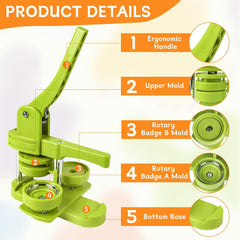 DBREAKS 58 mm Button Machine, Button Badge Maker Machine, 120 Pieces Badge Press Badge with Buttons & Picture & Circle Cutter, DIY Button Press Machine, Pin Badge Making Button Sets