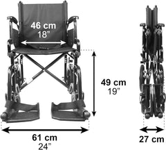 PEPE Mobility Folding Wheelchair Lightweight Transfer Wheelchair (Strong Steel Frame) Disabled Chair Adult Steel Transit