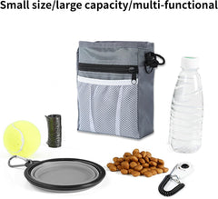 Dog Treat Training Pouch，Adjustable Waist & Shoulder Strap, Multi-Functional Treat Bag with Built-in Poop Bag Dispenser for Dog Training, Treats, Toys, and Kibble, 3 Ways to Wear