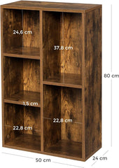 Chulovs 5 Cube Bookcase, Wooden Bookshelf with 5 Compartments, Floor Standing Storage Unit for Files, Decor, In Study, Living Room, Bedroom, bookshelves