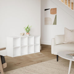 Chulovs 8-Cube Style Storage Organizer – 28.5cm Shelf Openings, Multi-Use as Bookcase & Display Shelf, Customizable (White)