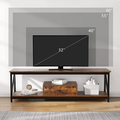 Modern TV Stand for 60 inch TV with Storage Shelves, with a Drawer Wide TV Entertainment Center, Wooden TV Table with Metal Frame Sutible for Living Room (Brown)