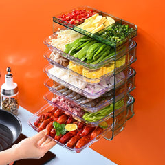 Kitchen Storage Rack,Kitchen Fruit and Vegetable Preparation Plate,Multi-Layer Fruit and Vegetable Sorting Tray,Self-adhesive Wall Mounted Kitchen Food Prep Tray