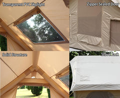 Baralir Inflatable Camping Tent with Skylight, Hot Tent with Stove Jack, 4-5 Person Blow Up House Tent, Easy Setup Waterproof Outdoor Oxford 4 Season Tents