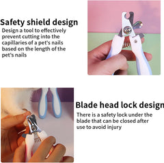 Cat Nail Clipper Set with Nail File - Professional Stainless Steel Pet Nail Clippers for Cats, Dogs, Kittens, Puppies - Safety Lock & Guard for Safe Trimming