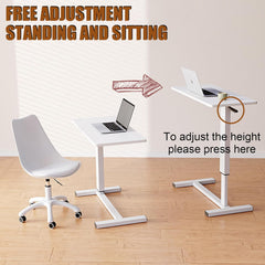 مكتب قائم متحرك بارتفاع قابل للتعديل وبجانب السرير قابل للطي ومتعدد الوظائف مع 4 عجلات لغرفة النوم وغرفة المعيشة والمكتب والمستشفى والاستوديو (رفع هوائي بي)