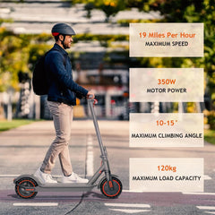 Electric Scooter Max Range 19 Miles Powerful 350W Motor 8.5 Inch Honeycomb Tires  EQ001