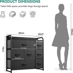 Dresser with 7 Drawers - Fabric Storage Tower, Organizer Unit for Bedroom, Living Room, Hallway, Entryway, Closets - Sturdy Steel Frame, Wooden Top & Easy Pull Fabric Bins (black)