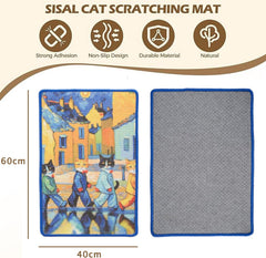 Sisal Cat Scratcher Mat with Adhesive Hook Loop Tape