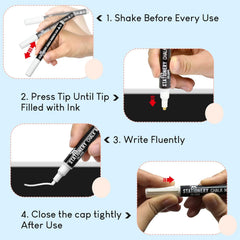 D60 Dry Erase White Liquid Chalk Pen - 6mm Chisel Tip - Pack of 4 White Chalk Markers