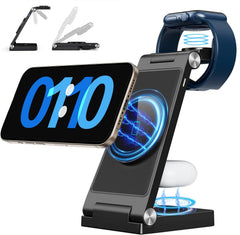 2025 Magnetic Wireless Mag-Safe Charging Station, 3 in 1 Fast Max Charging for iPhone 16 15 14 13 12 Pro Max Plus, Charger Stand for Apple Watch Series & Air pods 4 3 2 Pro, Gifts for Men