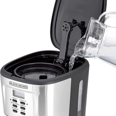 BLACK+DECKER 12-Cup Coffee Maker, 900W Programmable Drip Coffee Machine, 1.5L Glass Carafe, 24-Hour Timer, Keep Warm Function, LCD Display, Auto Shut-Off, Boil Dry Protection, Black - DCM85-B5