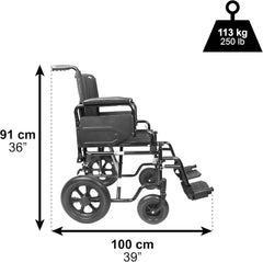 PEPE Mobility Folding Wheelchair Lightweight Transfer Wheelchair (Strong Steel Frame) Disabled Chair Adult Steel Transit