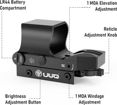 UUQ 1x28x40mm Red Dot Sight Reflex Sight, Red Dot Optics, 4 Adjustable Reticles Sight for 20mm Picatinny Rail, Absolute Co-Witness