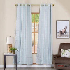 2-Piece Checks Jacquard Curtain Set 135X240 Cm - Mint