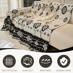 Mylindde Chenille Sofa Covers, Washable Geometric Jacquard Bohemian Couch Cover, Couch Furniture Protector, Non Slip Sectional Sofa Slipcover (Black#2, 180 * 260cm)