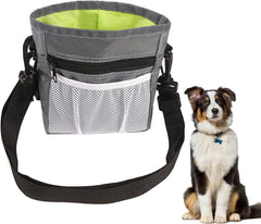 Dog Treat Training Pouch，Adjustable Waist & Shoulder Strap, Multi-Functional Treat Bag with Built-in Poop Bag Dispenser for Dog Training, Treats, Toys, and Kibble, 3 Ways to Wear