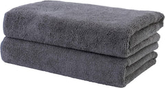 Quick Dry Lint Free Microfiber Hair Drying Salon Towel, 20 x 40 in, 2 Pack (Dark Gray)