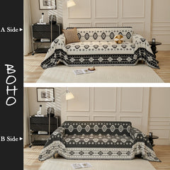 Mylindde Chenille Sofa Covers, Washable Geometric Jacquard Bohemian Couch Cover, Couch Furniture Protector, Non Slip Sectional Sofa Slipcover (Black#2, 180 * 260cm)