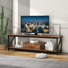 Modern TV Stand for 60 inch TV with Storage Shelves, with a Drawer Wide TV Entertainment Center, Wooden TV Table with Metal Frame Sutible for Living Room (Brown)