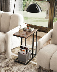 Side Table, C Shaped End Table for Couch, Sofa and Bed, Large Desktop C Table for Living Room, Bedroom, Bedside