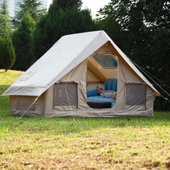 Baralir Inflatable Camping Tent with Skylight, Hot Tent with Stove Jack, 4-5 Person Blow Up House Tent, Easy Setup Waterproof Outdoor Oxford 4 Season Tents