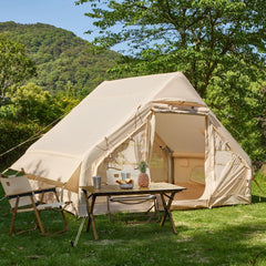 YOLENY Inflatable Tents for Camping, 4/6/8/10/12 Person Blow Up Tent with TPU Skylight, Mesh Windows,Stove Jack & Pump, Easy Setup 4 Season Glamping Tent, Waterproof & Windproof